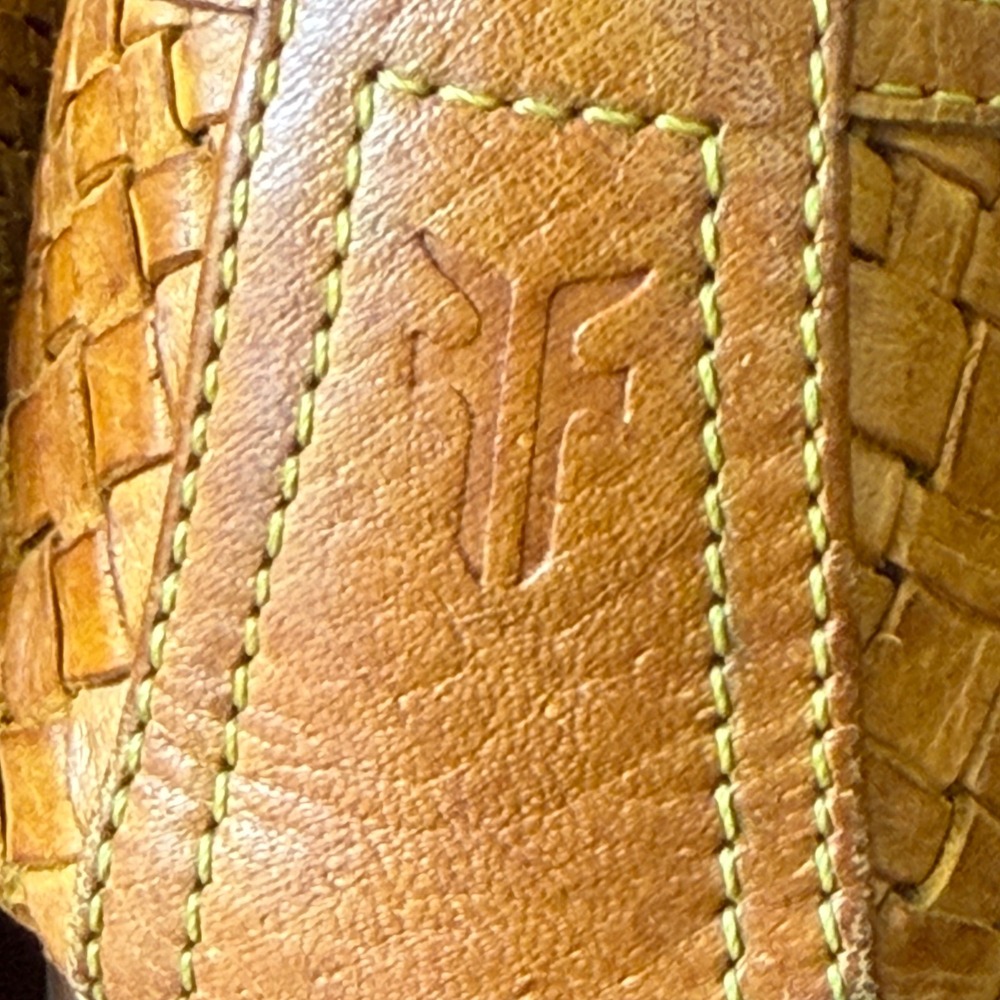 Frye Regina Woven Leather Ballet Flats Mustard Yellow 72090 W Sz 10 Boho Artisan